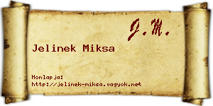 Jelinek Miksa névjegykártya